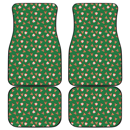 Santa Claus And Reindeer Emoji Print Front and Back Car Floor Mats