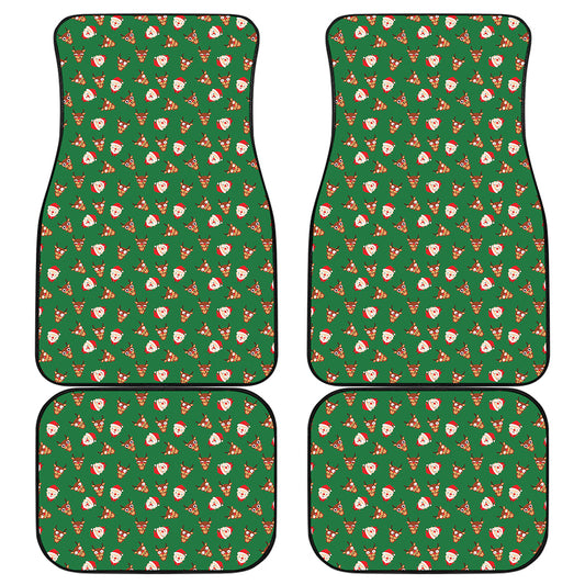 Santa Claus And Reindeer Emoji Print Front and Back Car Floor Mats