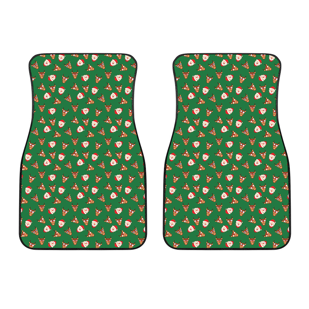 Santa Claus And Reindeer Emoji Print Front Car Floor Mats