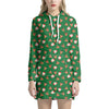 Santa Claus And Reindeer Emoji Print Hoodie Dress