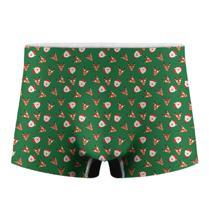 Santa Claus And Reindeer Emoji Print Men's Boxer Briefs