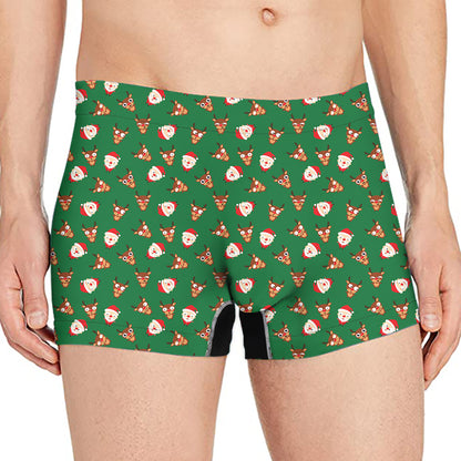 Santa Claus And Reindeer Emoji Print Men's Boxer Briefs