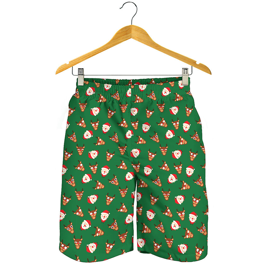 Santa Claus And Reindeer Emoji Print Men's Shorts