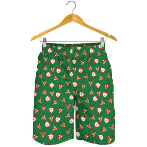 Santa Claus And Reindeer Emoji Print Men's Shorts