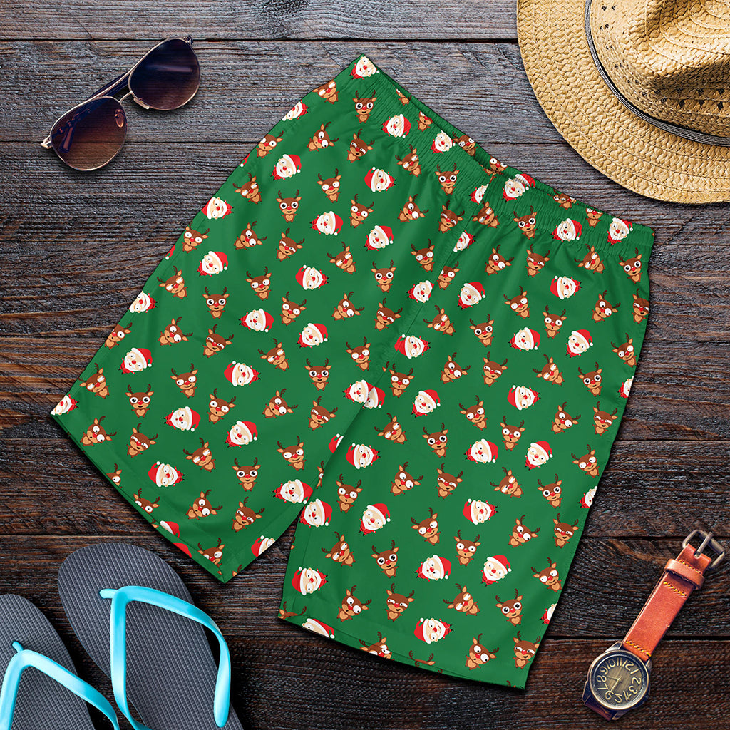 Santa Claus And Reindeer Emoji Print Men's Shorts