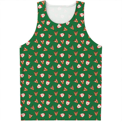 Santa Claus And Reindeer Emoji Print Men's Tank Top