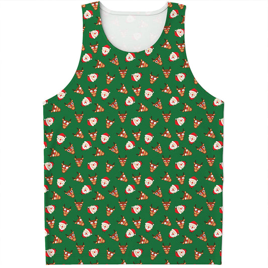 Santa Claus And Reindeer Emoji Print Men's Tank Top