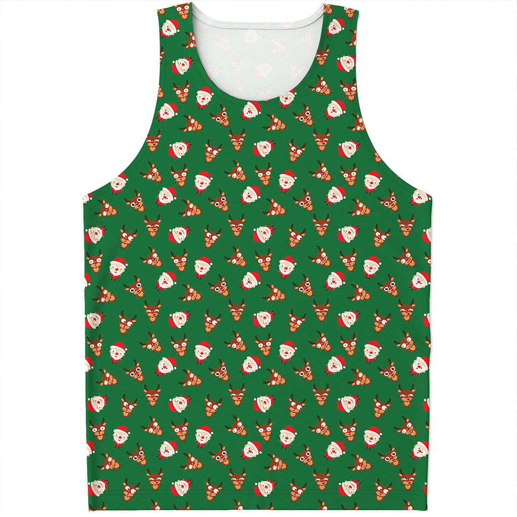 Santa Claus And Reindeer Emoji Print Men's Tank Top