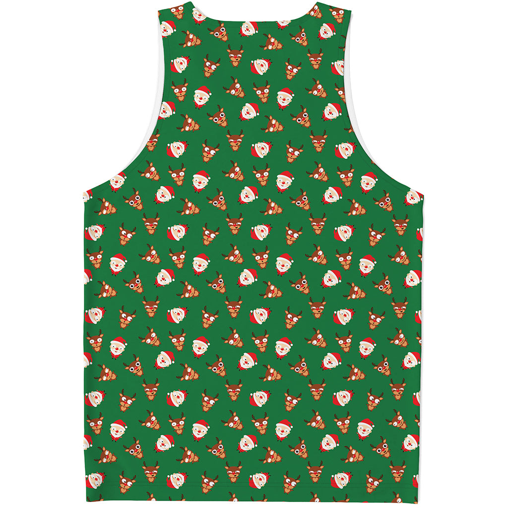 Santa Claus And Reindeer Emoji Print Men's Tank Top