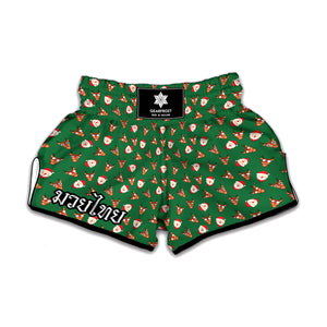 Santa Claus And Reindeer Emoji Print Muay Thai Boxing Shorts