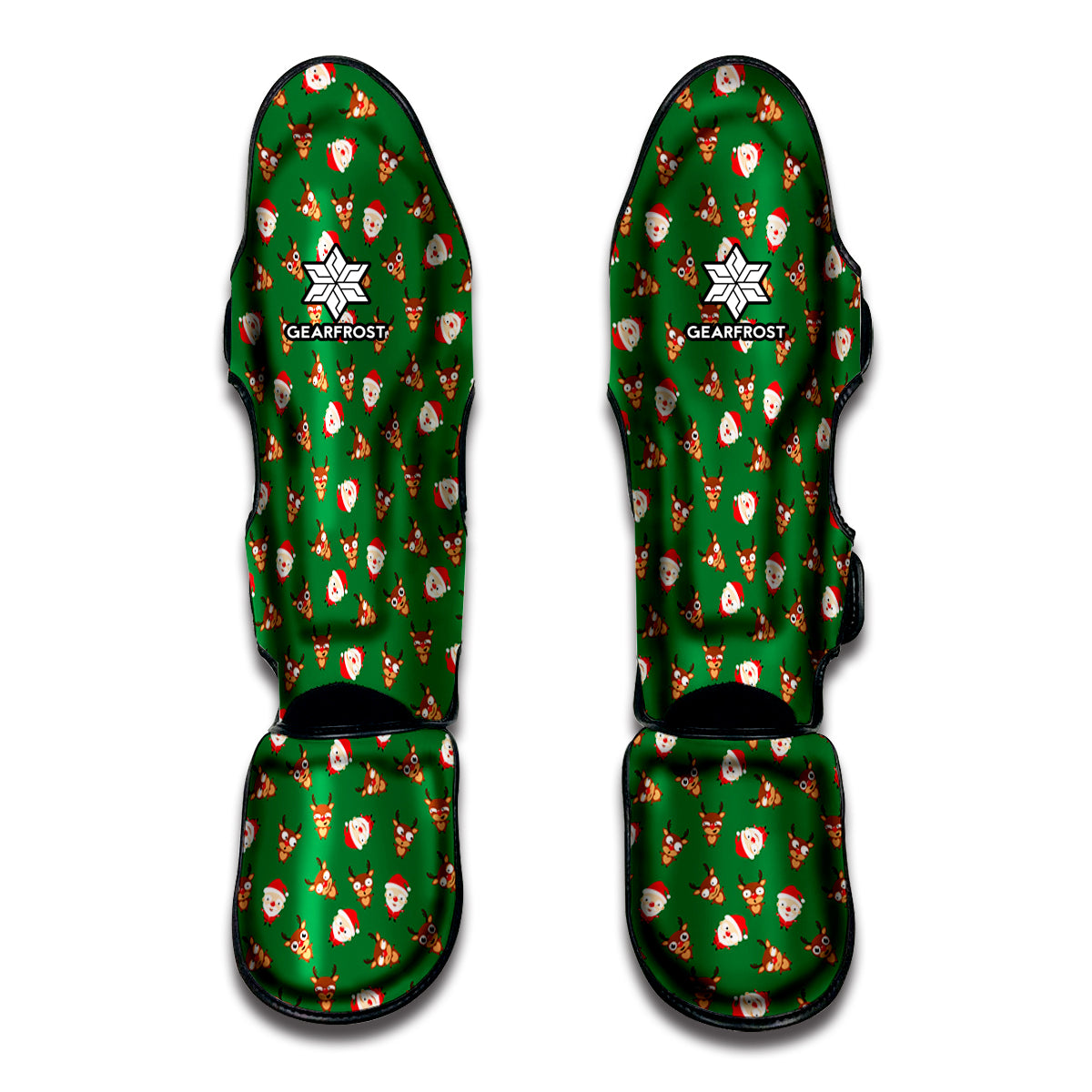 Santa Claus And Reindeer Emoji Print Muay Thai Shin Guard