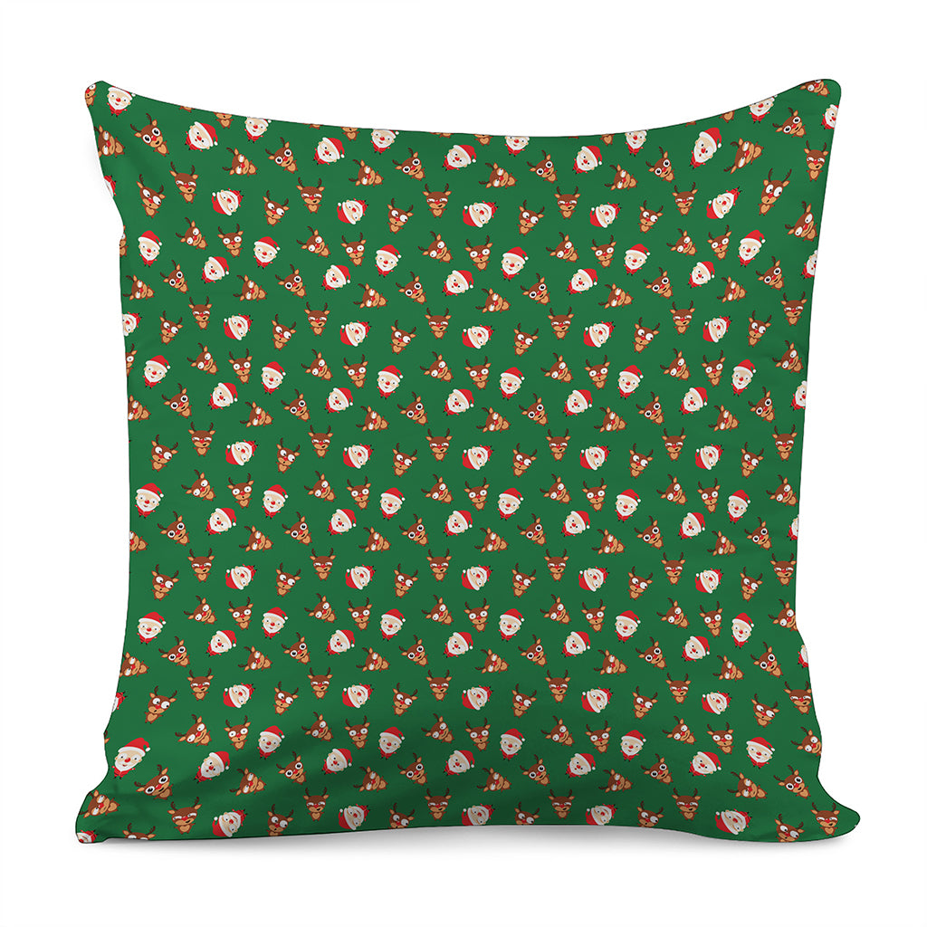 Santa Claus And Reindeer Emoji Print Pillow Cover