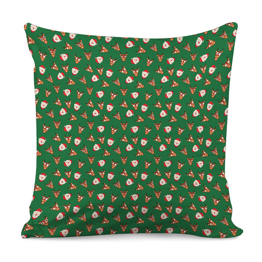 Santa Claus And Reindeer Emoji Print Pillow Cover