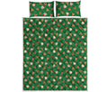 Santa Claus And Reindeer Emoji Print Quilt Bed Set