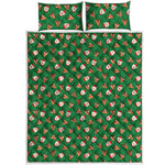 Santa Claus And Reindeer Emoji Print Quilt Bed Set