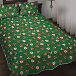 Santa Claus And Reindeer Emoji Print Quilt Bed Set