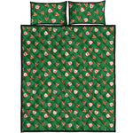 Santa Claus And Reindeer Emoji Print Quilt Bed Set