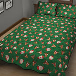 Santa Claus And Reindeer Emoji Print Quilt Bed Set