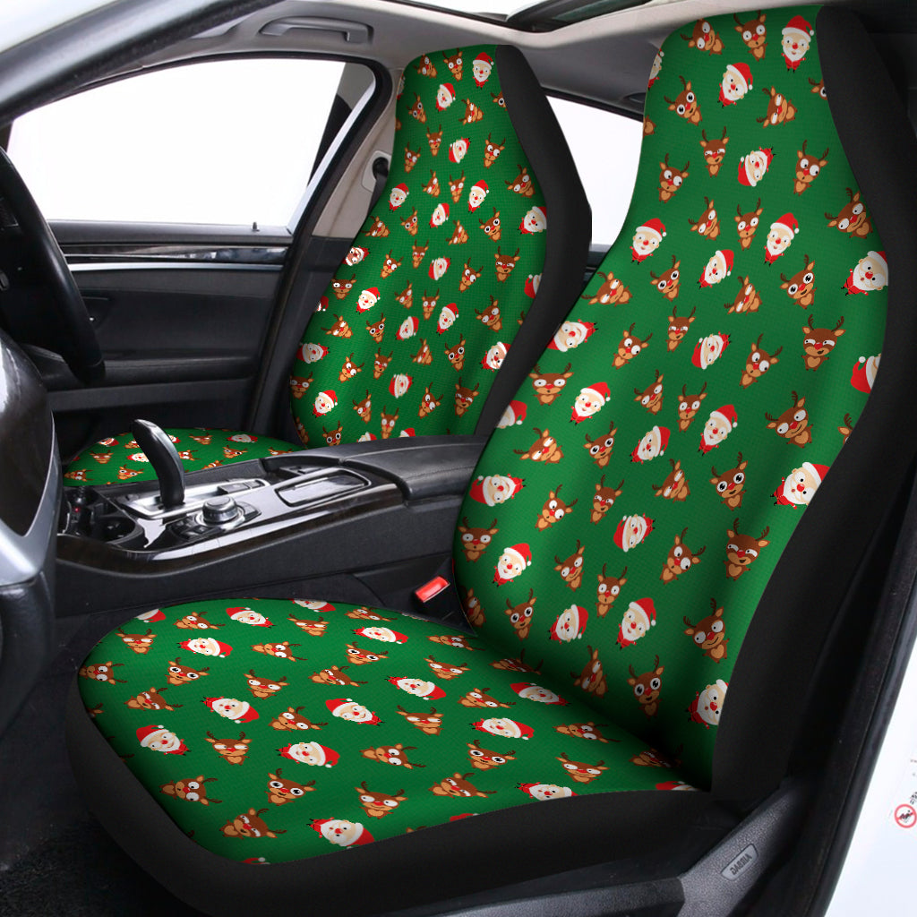 Santa Claus And Reindeer Emoji Print Universal Fit Car Seat Covers