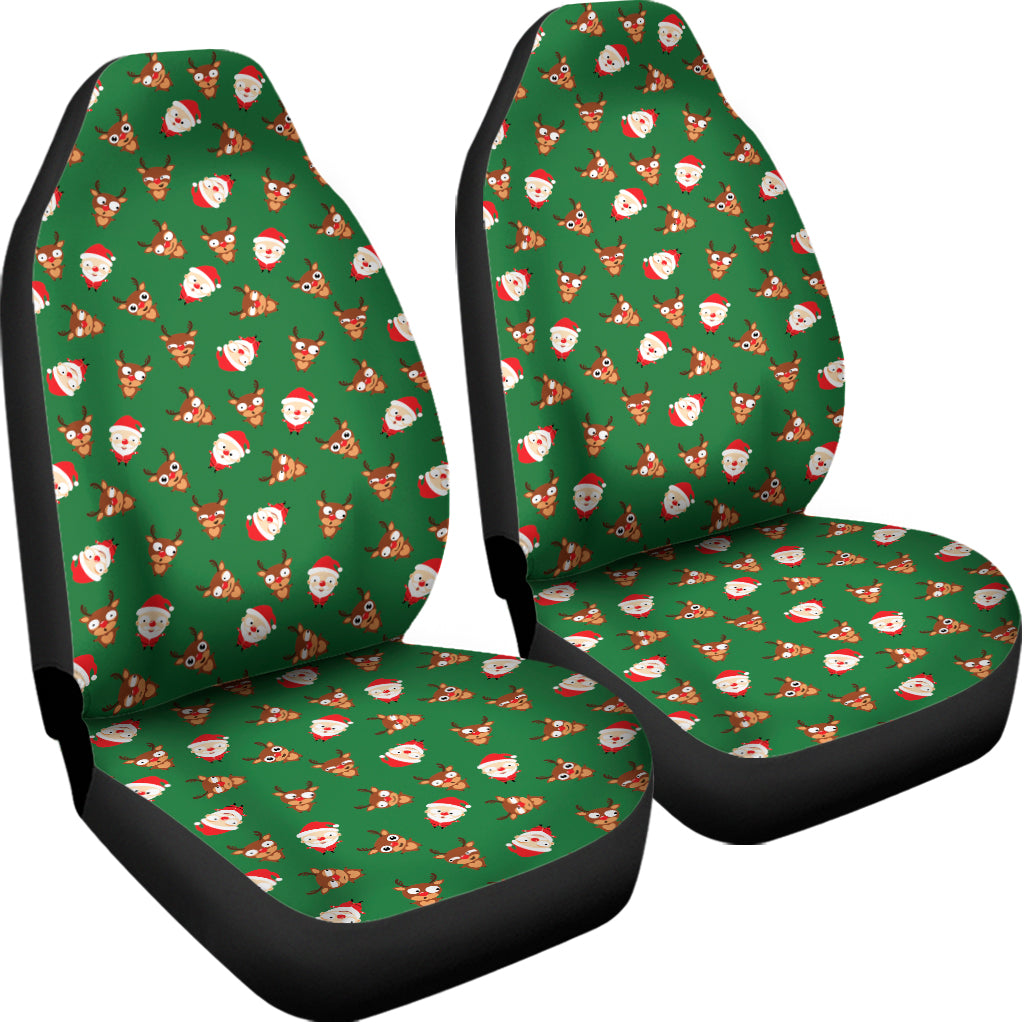 Santa Claus And Reindeer Emoji Print Universal Fit Car Seat Covers