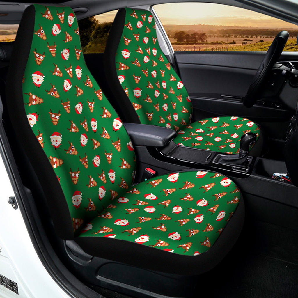 Santa Claus And Reindeer Emoji Print Universal Fit Car Seat Covers