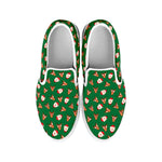 Santa Claus And Reindeer Emoji Print White Slip On Shoes