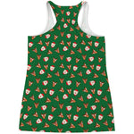 Santa Claus And Reindeer Emoji Print Women's Racerback Tank Top