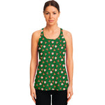 Santa Claus And Reindeer Emoji Print Women's Racerback Tank Top