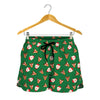 Santa Claus And Reindeer Emoji Print Women's Shorts