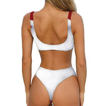 Santa Claus Beard Print Front Bow Tie Bikini