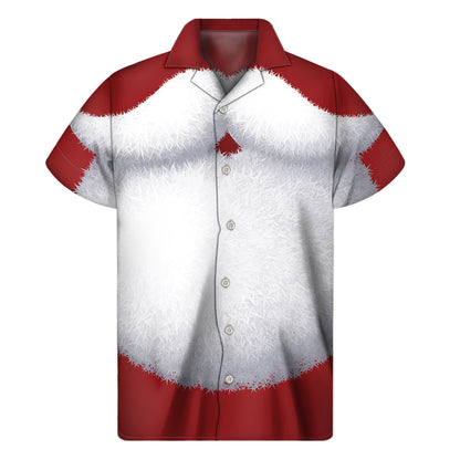 Santa Claus Beard Print Men's Short Sleeve Shirt