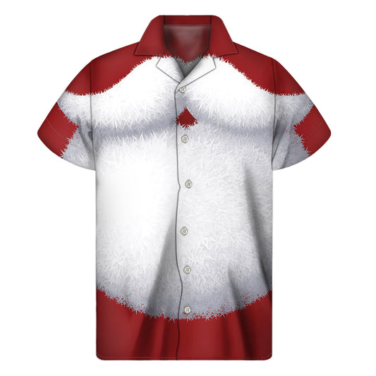 Santa Claus Beard Print Men's Short Sleeve Shirt