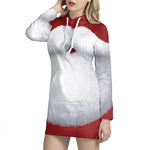 Santa Claus Beard Print Pullover Hoodie Dress
