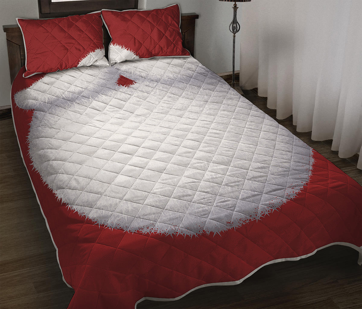 Santa Claus Beard Print Quilt Bed Set
