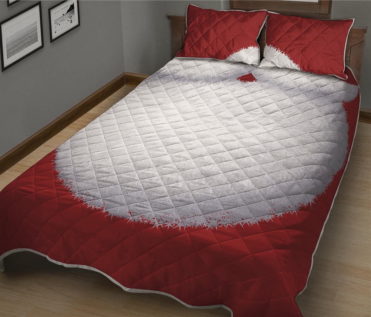 Santa Claus Beard Print Quilt Bed Set