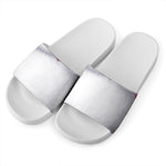 Santa Claus Beard Print White Slide Sandals