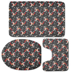 Santa Claus Deer Pattern Print 3 Piece Bath Mat Set