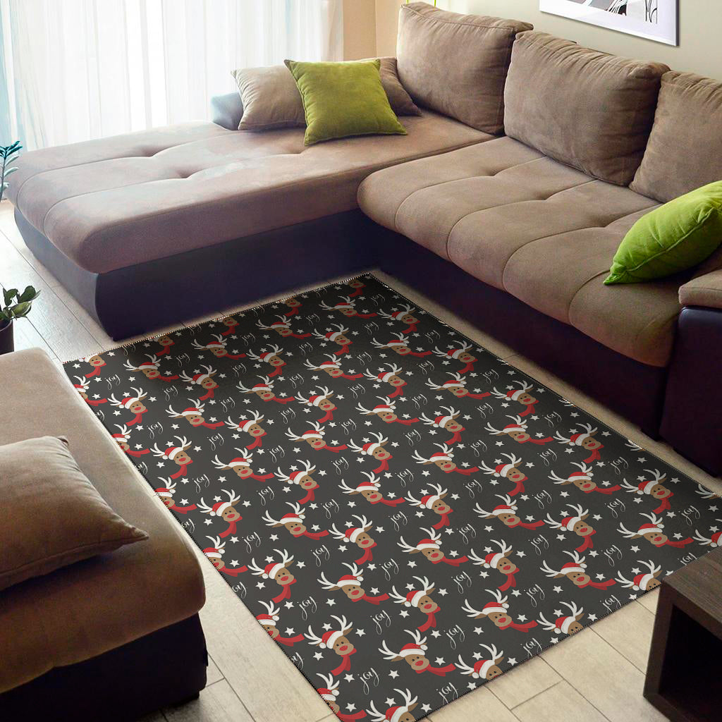 Santa Claus Deer Pattern Print Area Rug
