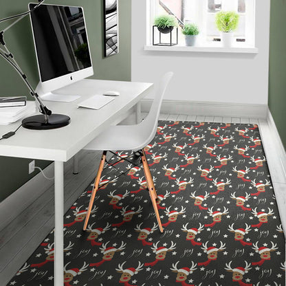 Santa Claus Deer Pattern Print Area Rug