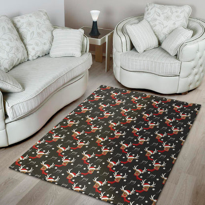 Santa Claus Deer Pattern Print Area Rug