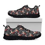 Santa Claus Deer Pattern Print Black Sneakers