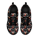 Santa Claus Deer Pattern Print Black Sneakers