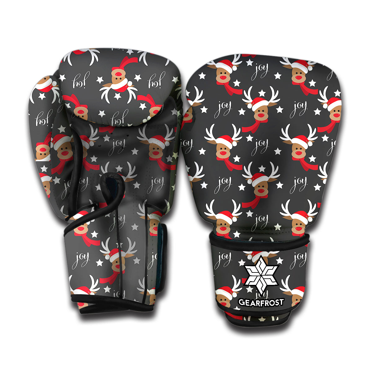 Santa Claus Deer Pattern Print Boxing Gloves