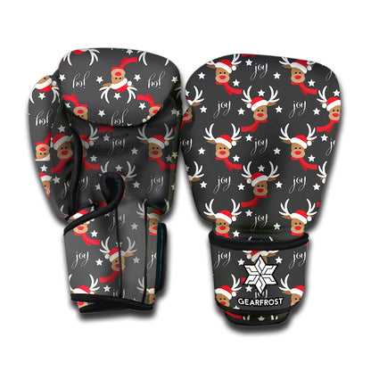 Santa Claus Deer Pattern Print Boxing Gloves
