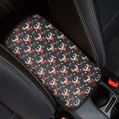 Santa Claus Deer Pattern Print Car Center Console Cover