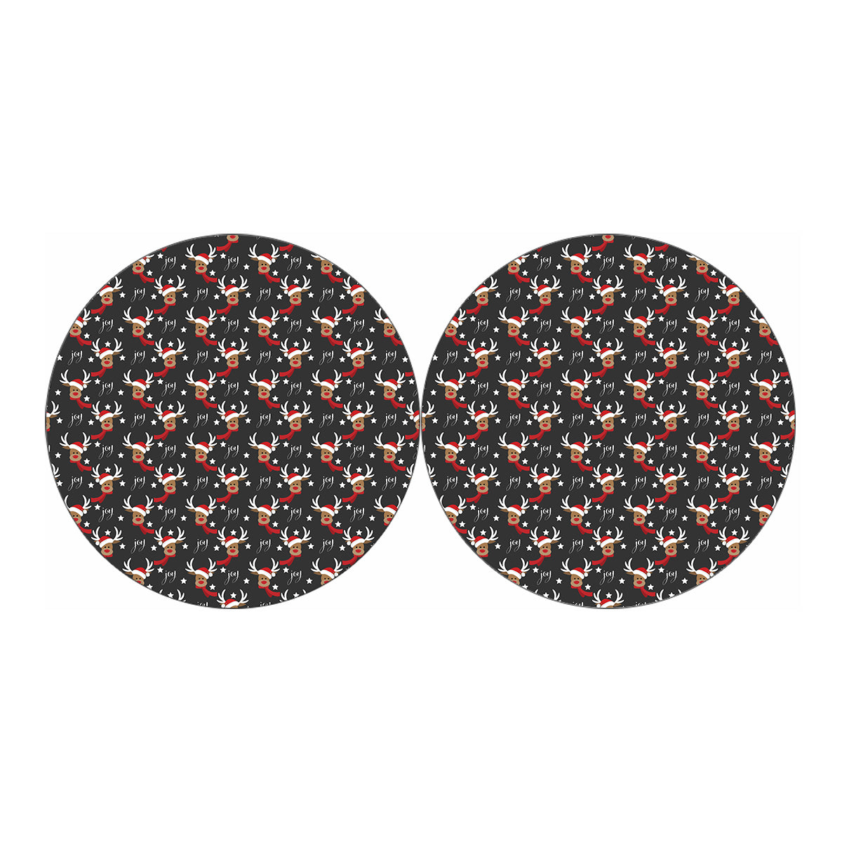 Santa Claus Deer Pattern Print Car Coasters