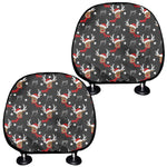 Santa Claus Deer Pattern Print Car Headrest Covers