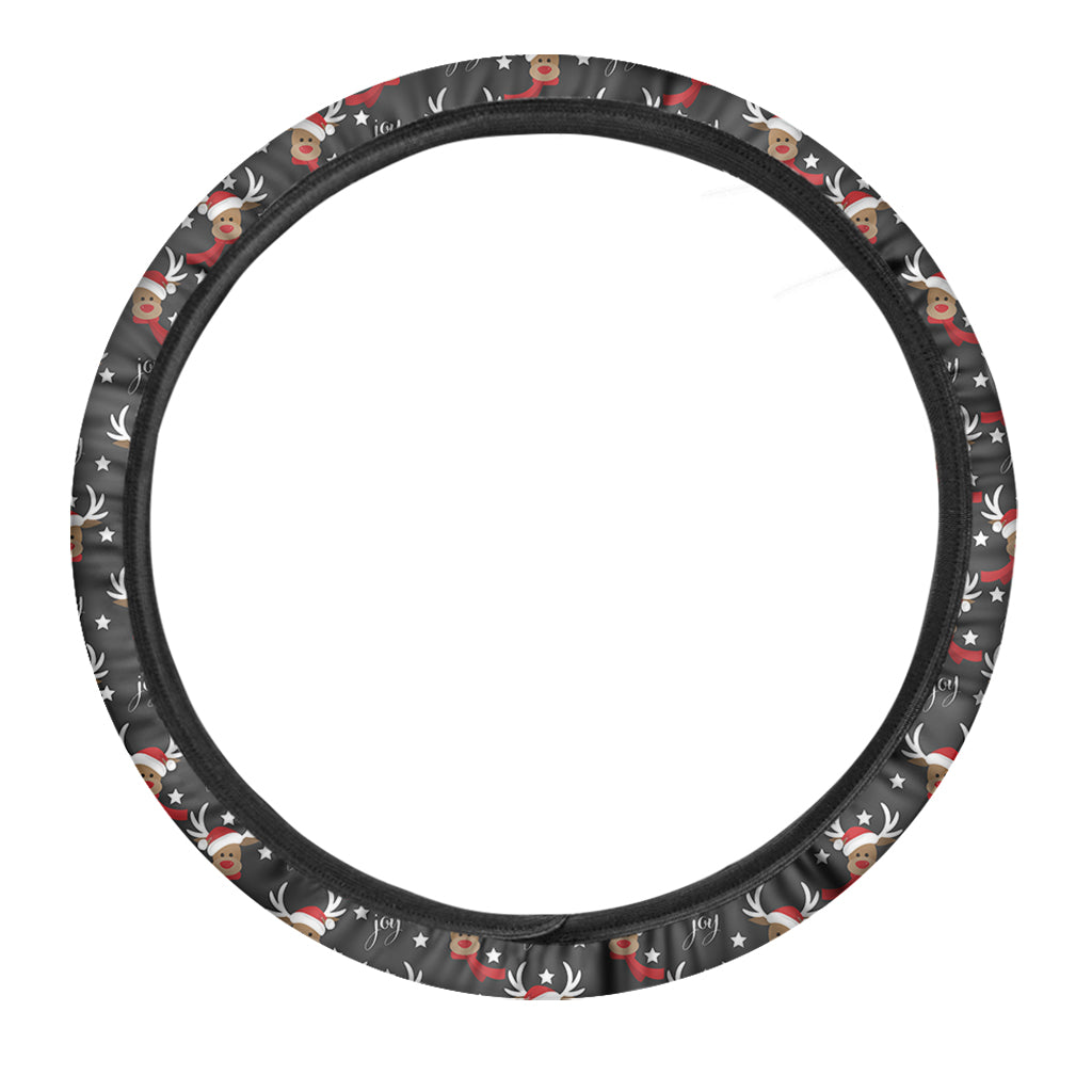 Santa Claus Deer Pattern Print Car Steering Wheel Cover