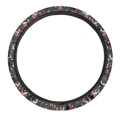 Santa Claus Deer Pattern Print Car Steering Wheel Cover