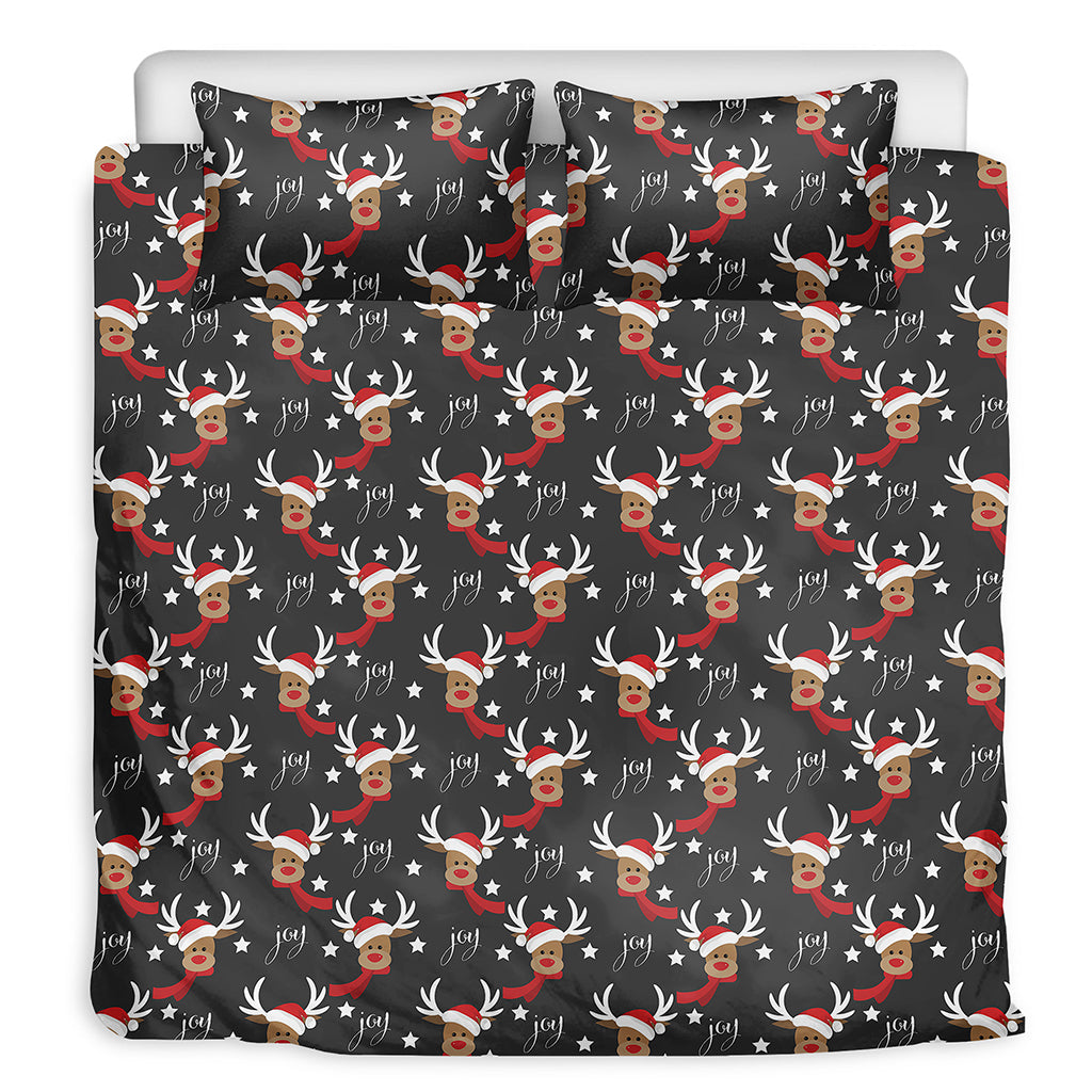 Santa Claus Deer Pattern Print Duvet Cover Bedding Set